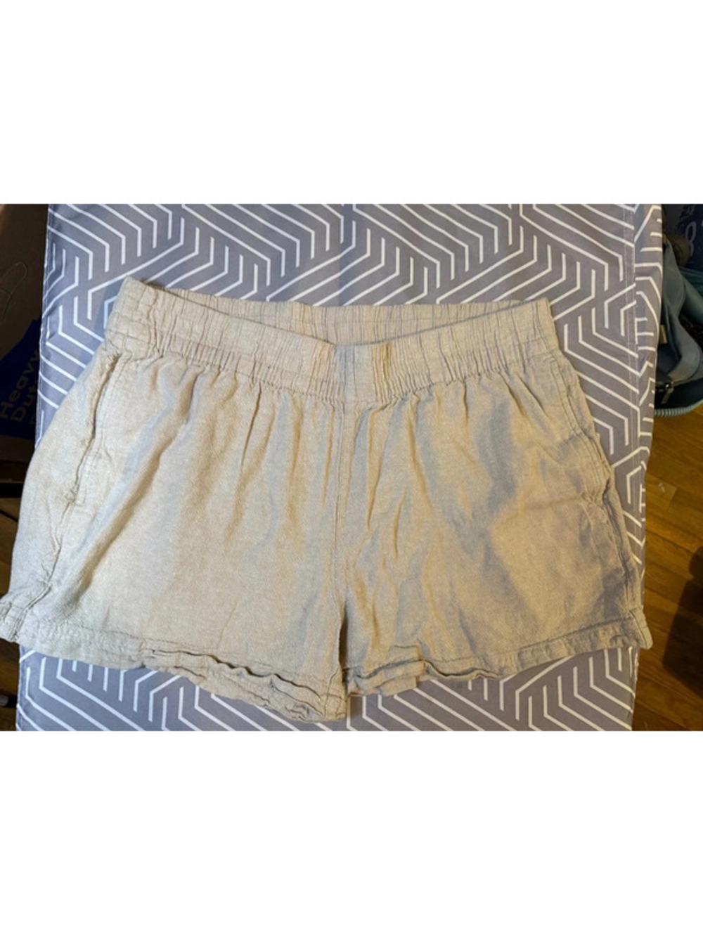 Old Navy Large Tan Linen Pull-On Shorts Elastic Waist